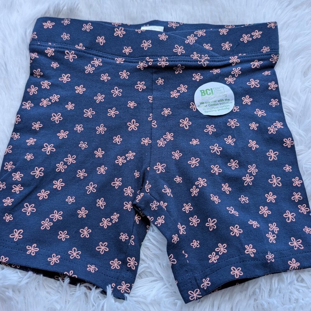 ANKO Girls' Navy Blue Floral Print Shorts – Soft Cotton NWT Everyday Shorts
